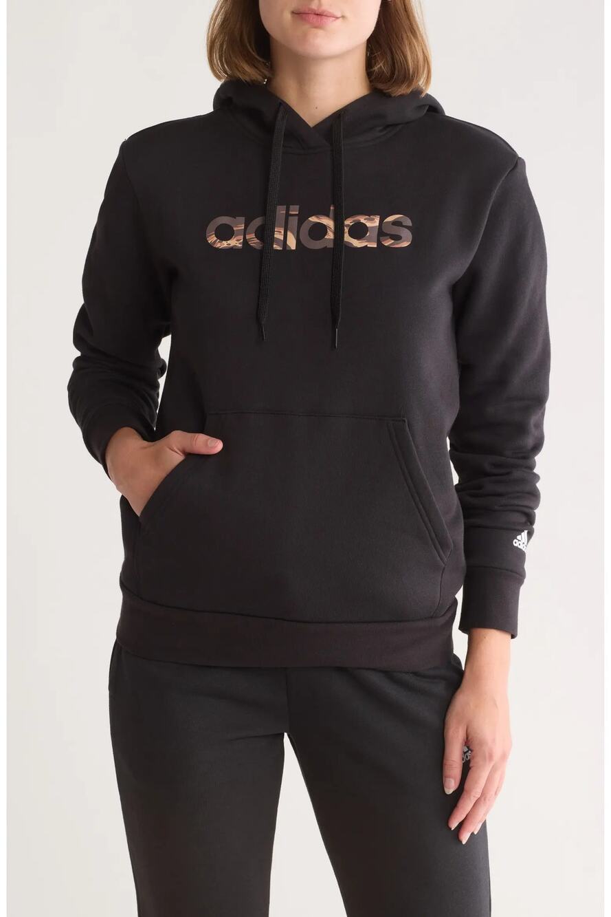 Adidas Women's Medium Black Fleece Pullover Hoodie Athleisure Streetwear K8-4